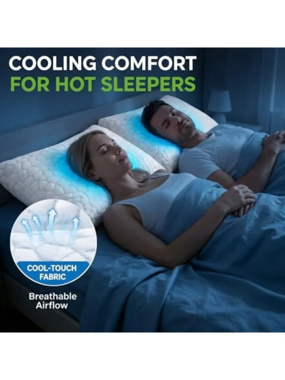 Cooling Queen Size Pillows Set of 2 - Shredded Memory Foam, Adjustable Firmness